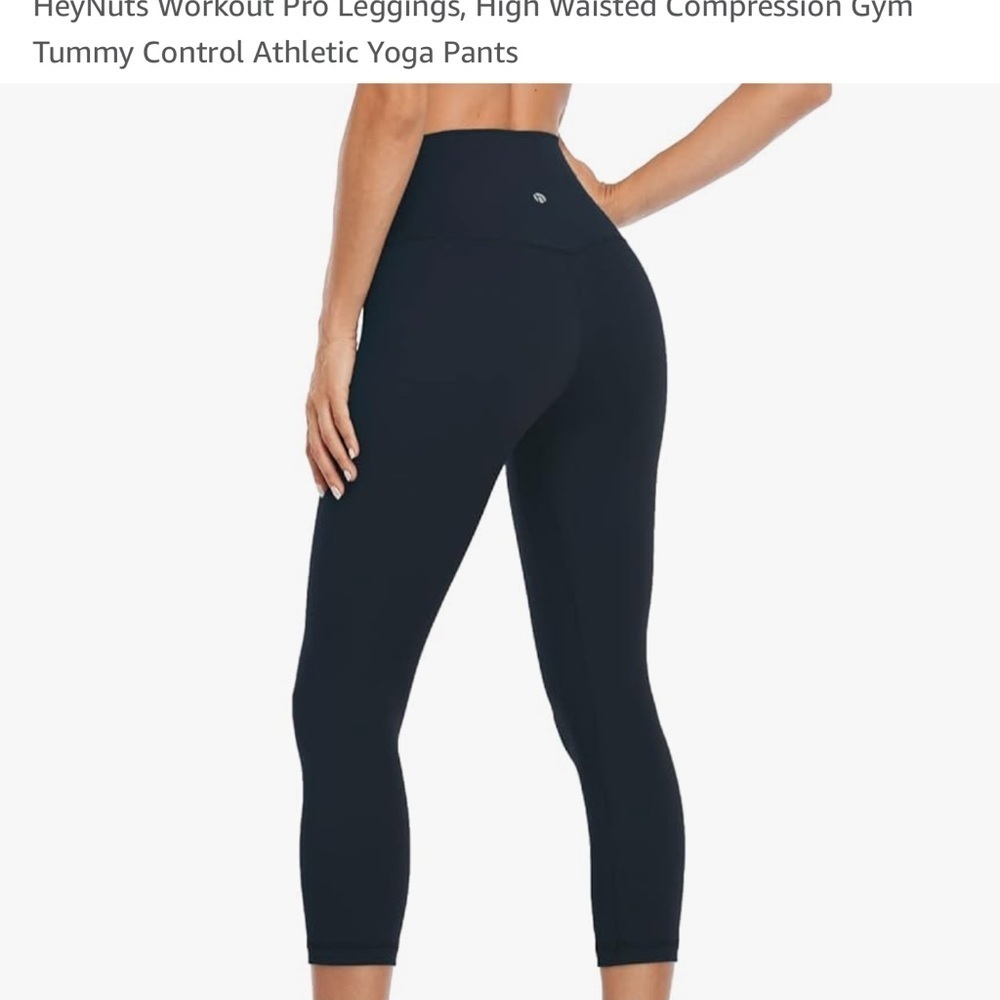 HeyNuts Essential High Waisted Yoga Capris Leggings Navy Blue Sz 12